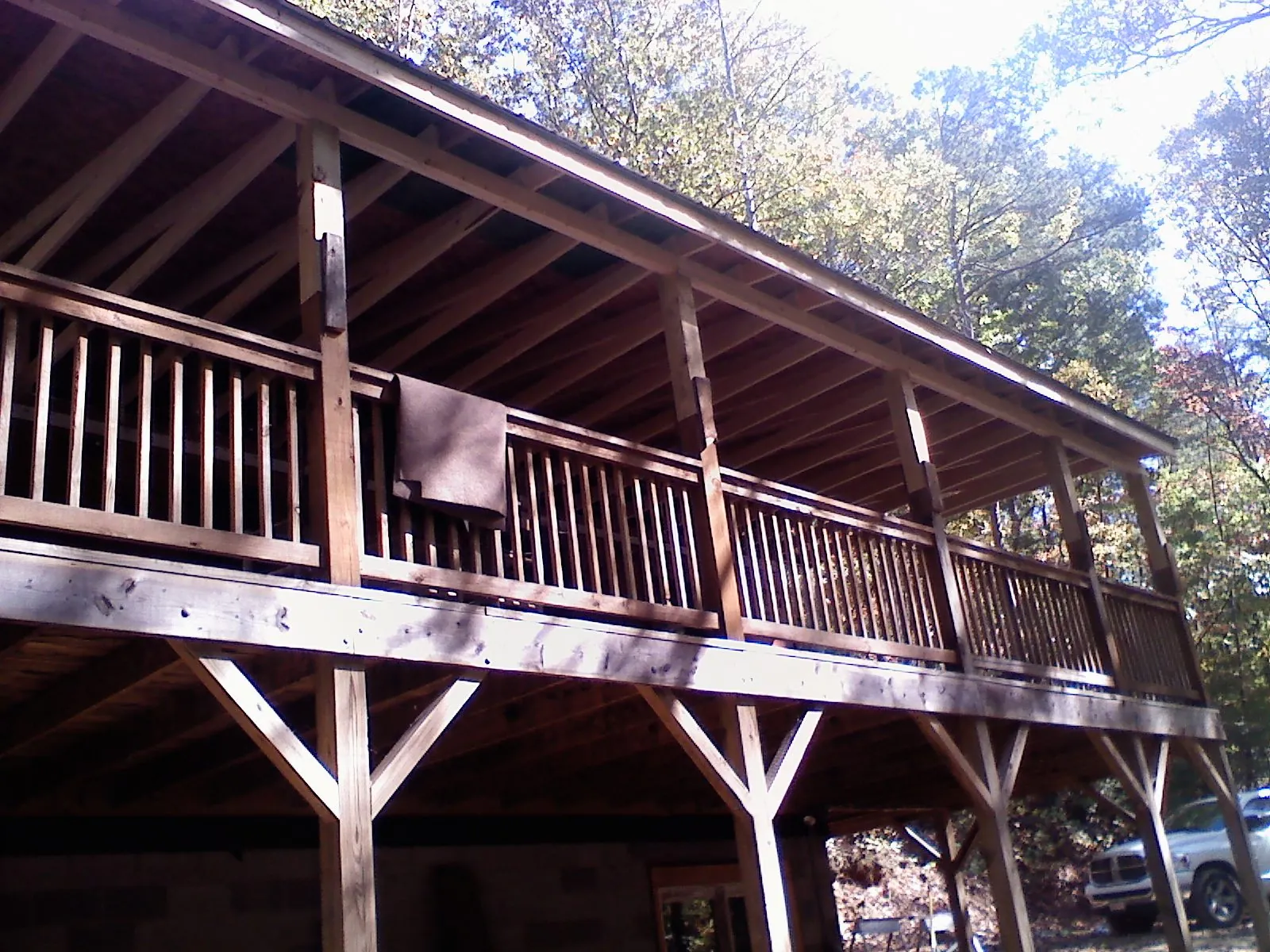 Timber framing under a new elevated porch and deck — Roof Leak Repair in Keyesport by Roofing Brothers